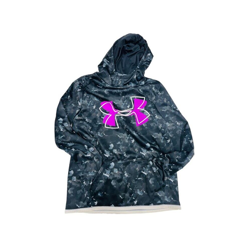 Under‎ Armour Youth Size XL Coldgear Hoodie Sweatshirt Camo Black Gray Pullover
